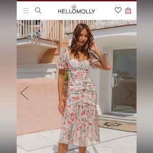 Hello Molly Girl We Got It Midi Dress Green/Pink Size 4